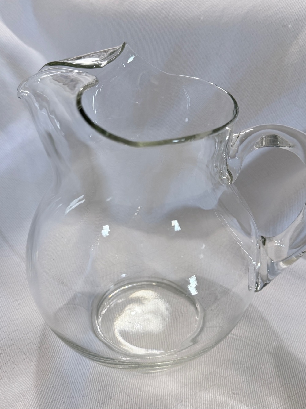 Vintage Clear Glass Dimple Pitcher 9 Inch